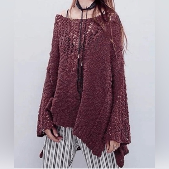 Free People Sweaters - Free People- Pretty Pointelle Chunky Knit Sweater in Dusty Purple, Size XS